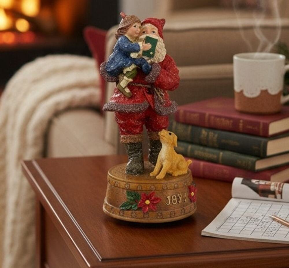 Home for the Holidays Visions of Santa 1898 Resin Santa Musical Figure 10"